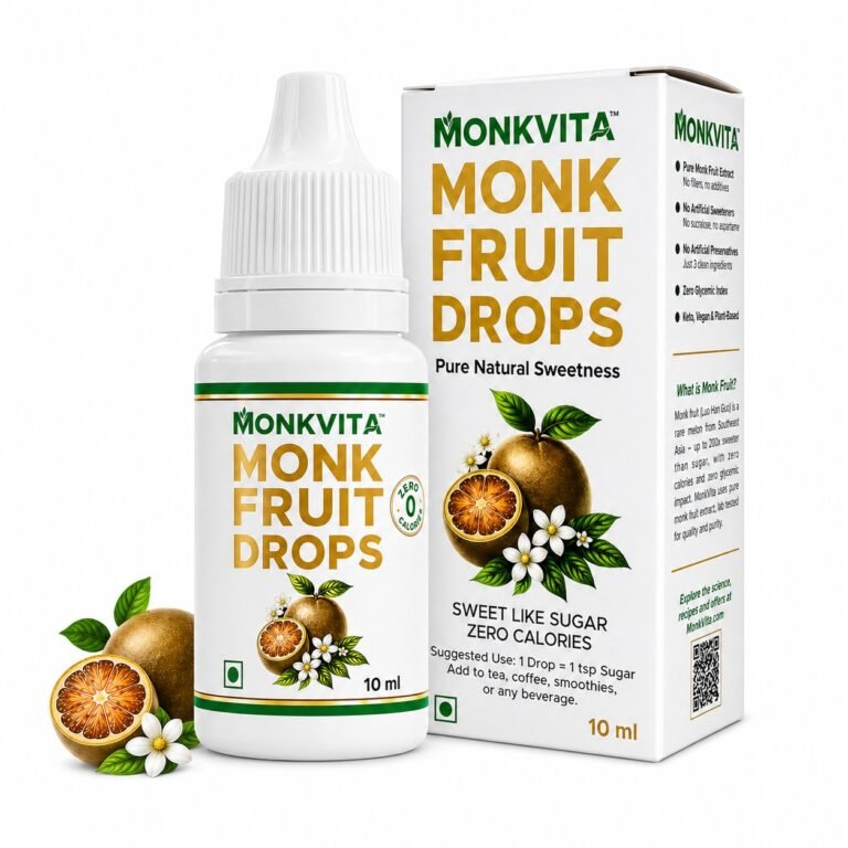 MonkVita Monk Fruit Drops 10 ml bottle and carton