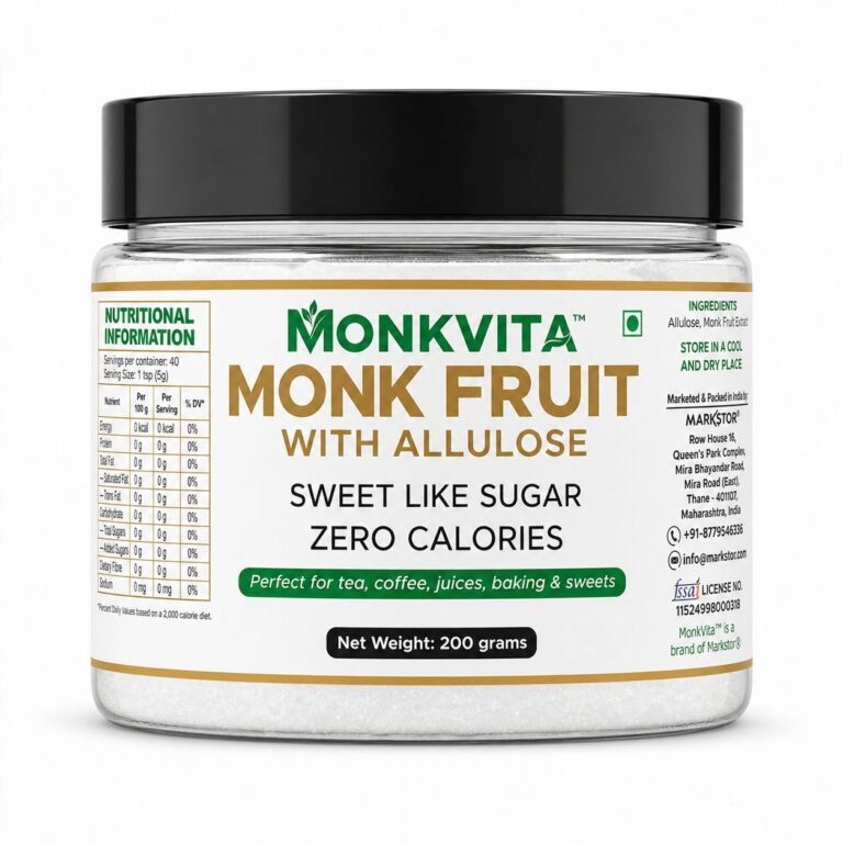 MonkVita Monk Fruit Sweetener with Allulose, 200 g jar